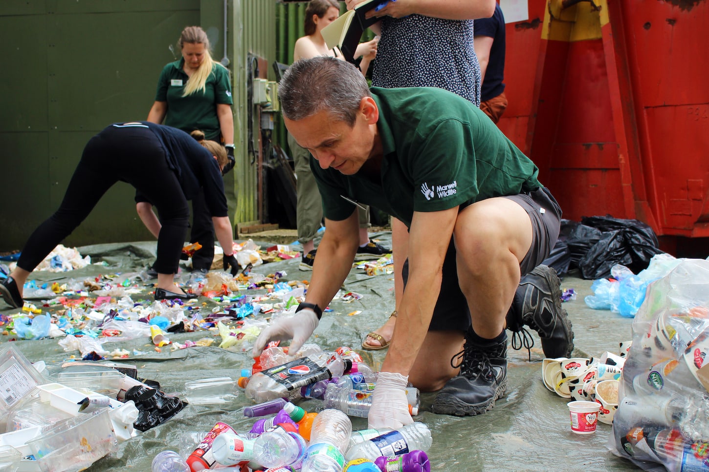 Plastic pollution sorting at Marwell Wildlife