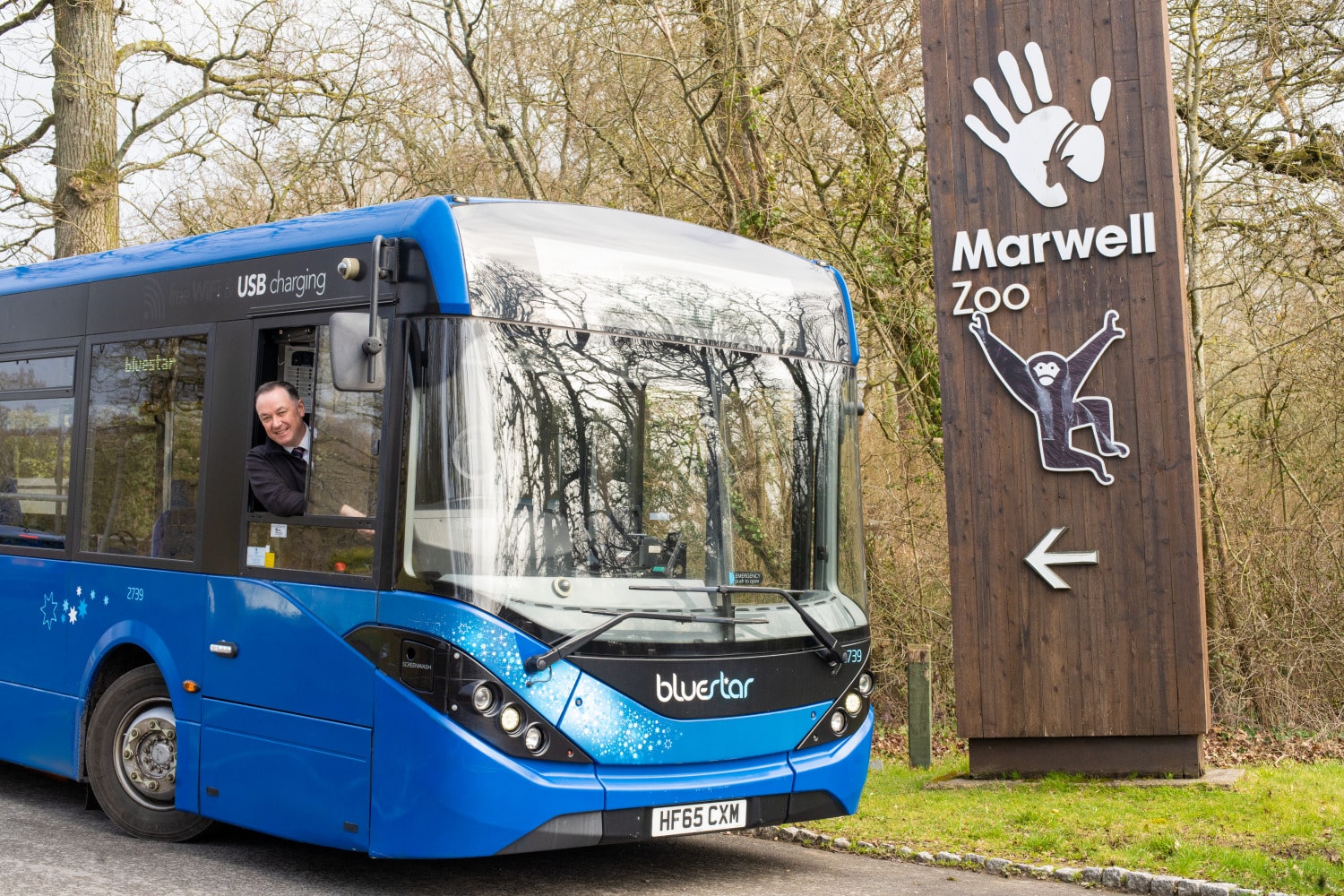 Marwell Zoo new Bluestar bus route Z00