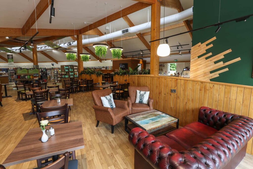 The interior of The Keeper's Kitchen, including sofas, cosy chairs and tables