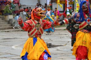 A dancer in tiger costume in Bhutan